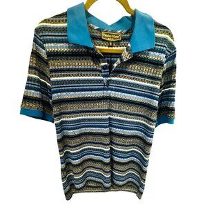 NWT Paisley & Gray Mens XL Slim Fit Polo Shirt Blue Stripe Casual Office Busines